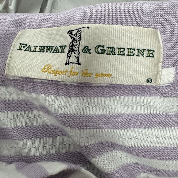 Fairway & Greene Polo Shirt Purple Stripe Mens Large Cotton Collar Short Sleeve - Picture 5 of 5